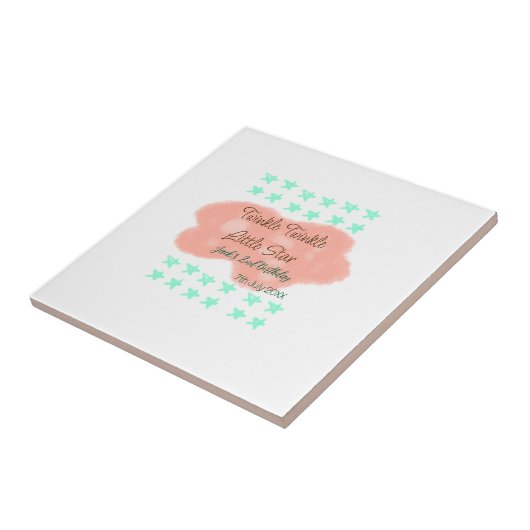 Orange clouds twinkle twinkle little stars green タイル (側面)