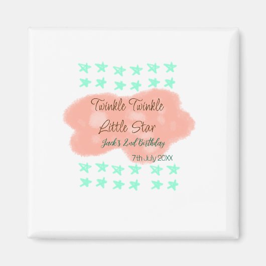 Orange clouds twinkle twinkle little stars green  マグネット (正面)