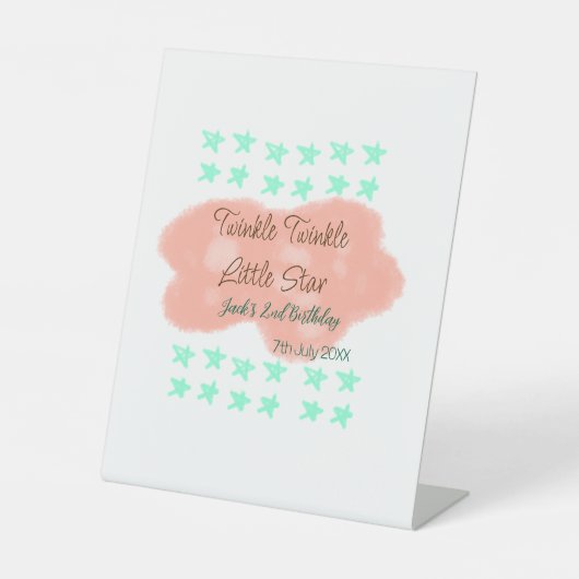 Orange clouds twinkle twinkle little stars green  台座サイン (正面)