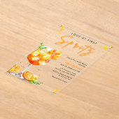Orange Cocktail Love at First Spritz Bridal Shower アクリル招待状 (レイダウン)