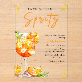 Orange Cocktail Love at First Spritz Bridal Shower アクリル招待状
