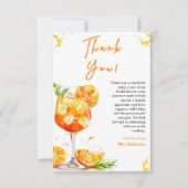 Orange Cocktail Love at First Spritz Bridal Shower サンキューカード (正面)