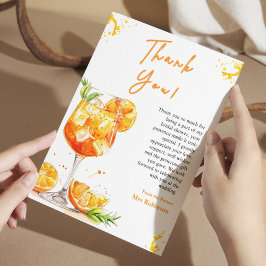 Orange Cocktail Love at First Spritz Bridal Shower サンキューカード