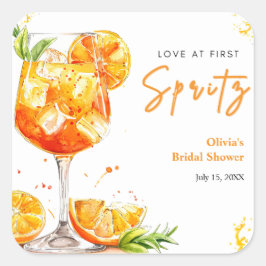 Orange Cocktail Love at First Spritz Bridal Shower スクエアシール