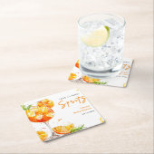 Orange Cocktail Love at First Spritz Bridal Shower スクエアペーパーコースター (インサイチュ)