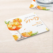 Orange Cocktail Love at First Spritz Bridal Shower スクエアペーパーコースター (アングル)