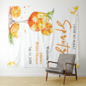 Orange Cocktail Love at First Spritz Bridal Shower タペストリー (インサイチュ(横))