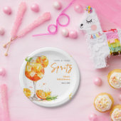 Orange Cocktail Love at First Spritz Bridal Shower ペーパープレート (パーティー)
