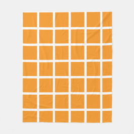 Orange colored square pattern and white borders フリースブランケット