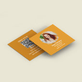 Orange Connect with Me Photo QR Code スクエア名刺