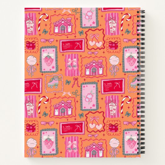 Orange Coquette aesthetic girly whimsical pattern  ノートブック (裏面)