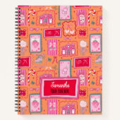 Orange Coquette aesthetic girly whimsical pattern  ノートブック (正面)