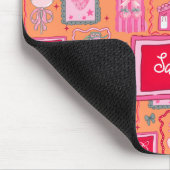 Orange Coquette aesthetic girly whimsical pattern マウスパッド (コーナー)