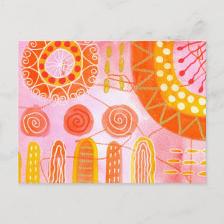 Orange Coral Abstract Postcard ポストカード