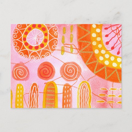 Orange Coral Abstract Postcard ポストカード (正面)