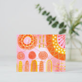 Orange Coral Abstract Postcard ポストカード (スタンド正面)
