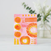 Orange Coral Abstract Postcard ポストカード (スタンド正面)
