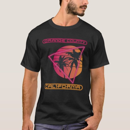 Orange County Beach California Palm trees Ocean Su Tシャツ (正面)