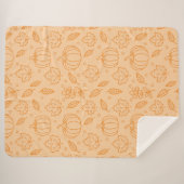 Orange Cozy Autumn Fall Harvest Design シェルパブランケット (正面(横))