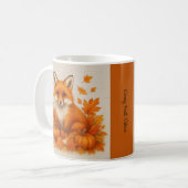 orange Cozy Fall vibes fox Pumpkin Leaves コーヒーマグカップ (正面左)