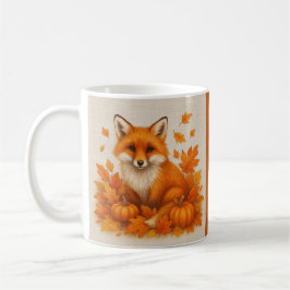 orange Cozy Fall vibes fox Pumpkin Leaves コーヒーマグカップ