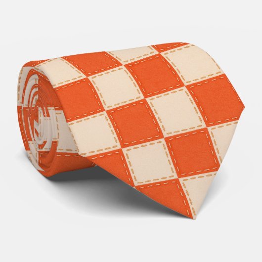 Orange & Cream Checkered ネクタイ (ロール)