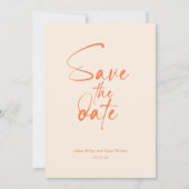 Orange Cream Minimalist日付スはっきりしたクリプトの保存 招待状 (正面)