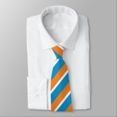 Orange Creme and Powder Blue Diagonally-Striped ネクタイ (タイ)