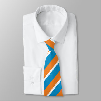 Orange Creme and Powder Blue Diagonally-Striped ネクタイ