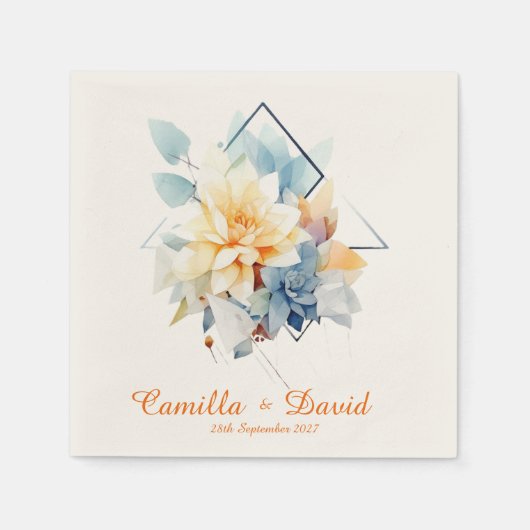 Orange Cub-Flower: Personalized Wedding Napkins スタンダードカクテルナプキン (正面)