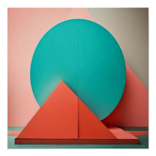 Orange Cubes Explosion Geometric Abstract ポスター (正面)