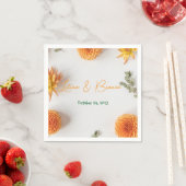 Orange Dahlia Summer Wedding Napkins スタンダードカクテルナプキン (インサイチュ)