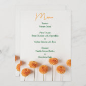 Orange Dahlia Wedding Menu – Warm Floral Elegance メニュー (正面/裏面)