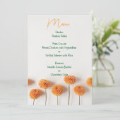 Orange Dahlia Wedding Menu – Warm Floral Elegance メニュー (スタンド正面)