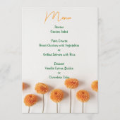 Orange Dahlia Wedding Menu – Warm Floral Elegance メニュー (正面)