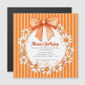 Orange Daisy Wreath Birthday Invitation Magnetic  マグネット招待状 (正面/裏面)