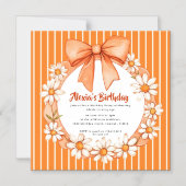 Orange Daisy Wreath Birthday Invitation Magnetic  マグネット招待状 (正面)