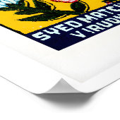 Orange & Dark Blue Matchbox Labels Grid Print ポスター (角)