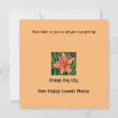Orange Day Lily Greetings Card ノートカード (裏面)