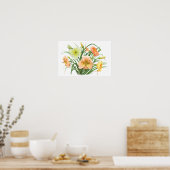 Orange Daylilies Original Botanical Art Print ポスター (キッチン)