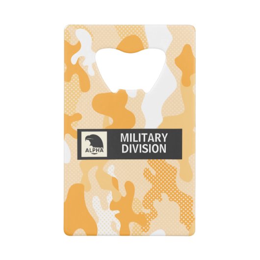 Orange Desert Camouflage Polka Dot Pattern クレジットカード栓抜き (正面)