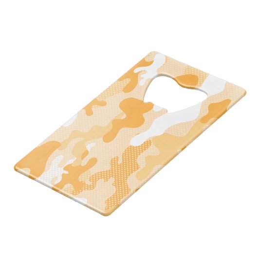 Orange Desert Camouflage Polka Dot Pattern クレジットカード栓抜き (裏面アングル)