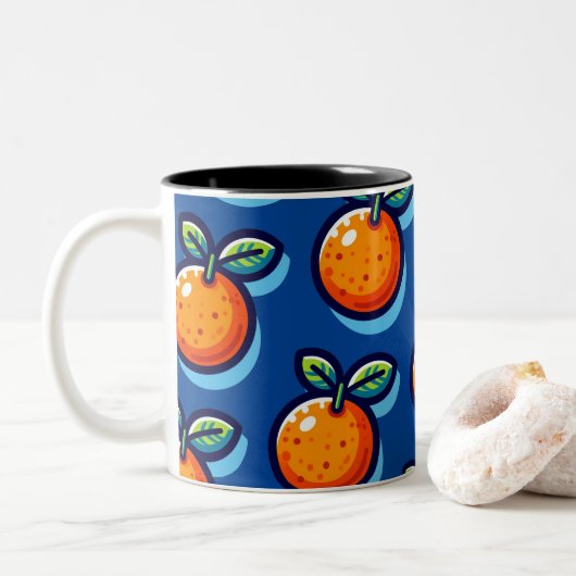 Orange design repeat pattern Coffee Mug ツートーンマグカップ (ドーナツ)