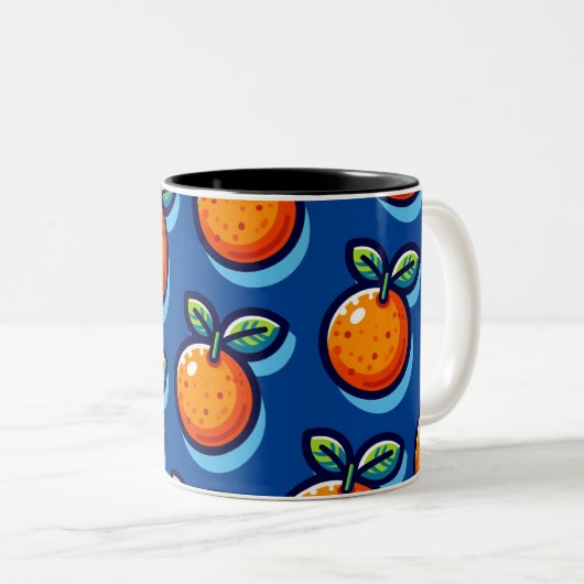Orange design repeat pattern Coffee Mug ツートーンマグカップ (正面右)