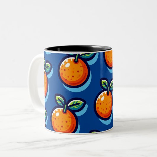 Orange design repeat pattern Coffee Mug ツートーンマグカップ (正面左)