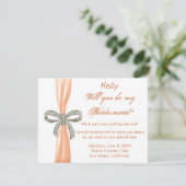 Orange Diamond Bow Wedding Bridesmaid Card 招待状 (スタンド正面)