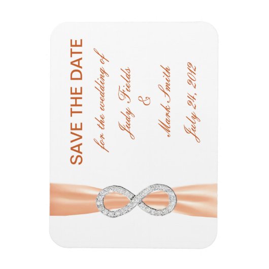 Orange Diamond Infinity Save The Date Magnet マグネット (縦)