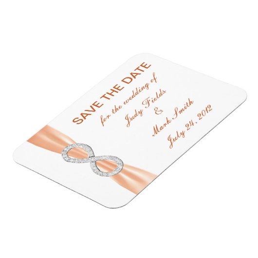 Orange Diamond Infinity Save The Date Magnet マグネット (左側)