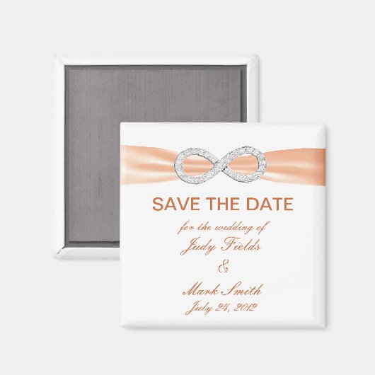 Orange Diamond Infinity Save The Date Magnet マグネット (正面/裏面)