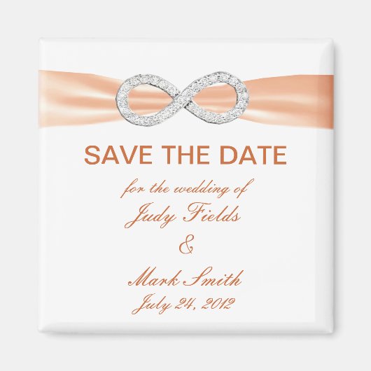 Orange Diamond Infinity Save The Date Magnet マグネット (正面)